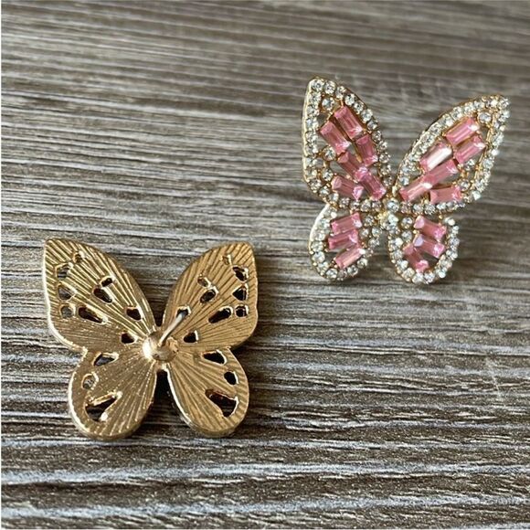 Pink butterfly earrings N329 - Picture 4 of 4